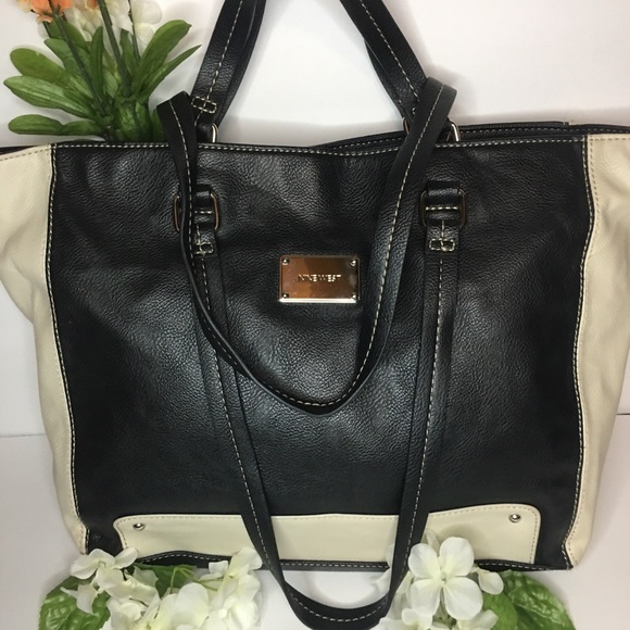 Nine West black and white tote|handbag - Picture 1 of 2